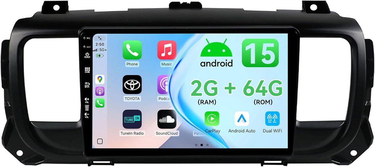 MSD [2G+64G] Autoradio Voor Citroen Jumpy 3 / Peugeot Expert/Toyota Proace/Opel Vivaro 2016-2021 | Android 15 GPS Navigation Radio | CarPlay Android Auto Stuurwiel DAB DSP | Camera | 2 Din 9 Inch
