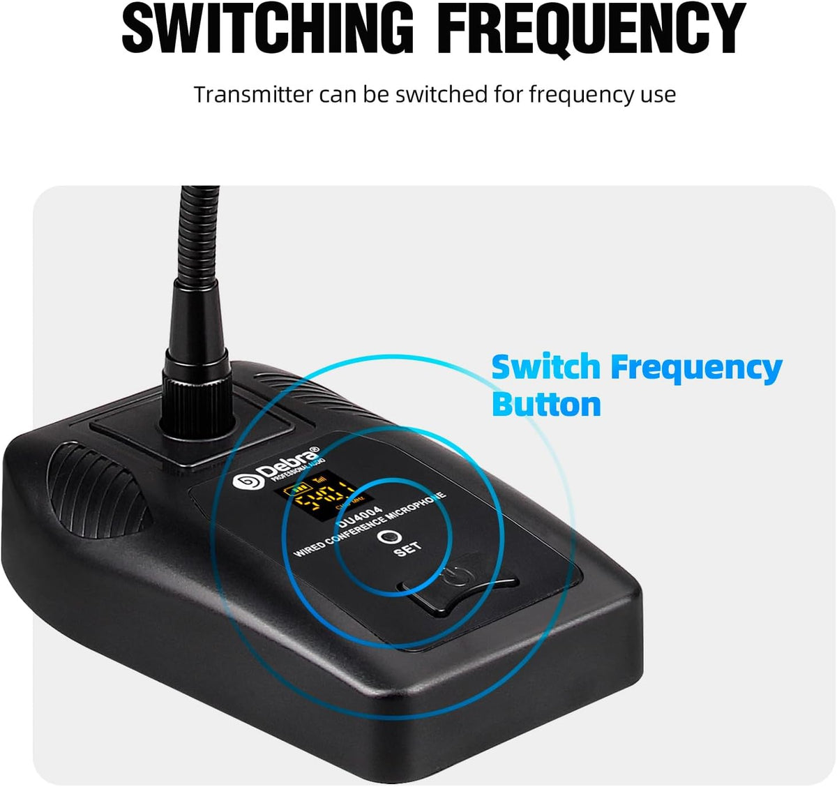Draadloze UHF microfoonset – Conferentiemicrofoon – Tafelmicrofoon – Zwanenhalsmicrofoon – Presentatiemicrofoon – 4x16 instelbare kanalen – 80 m bereik