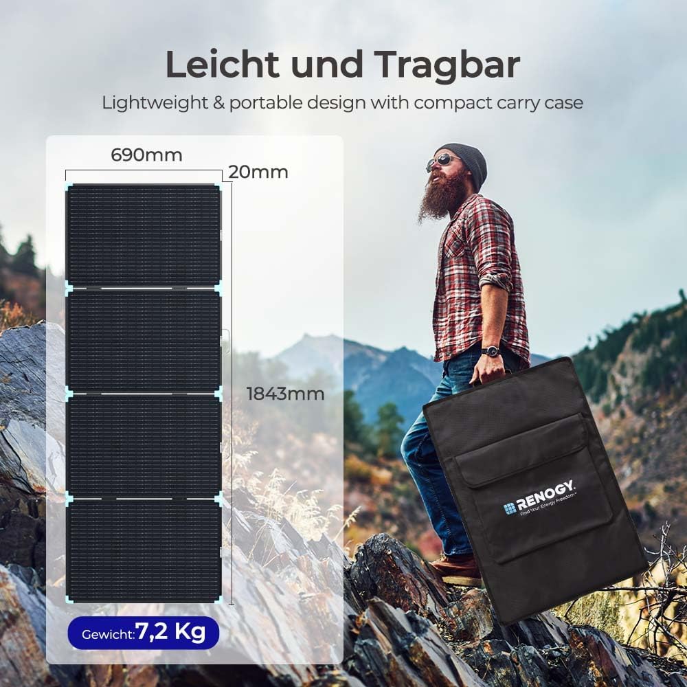 Renogy Light Suitcase Zonnepaneel, 220 W, compact en licht, 220 W zonnepaneel voor camper, marine, rooftop, boerderij batterij en andere off-grid toepassingen