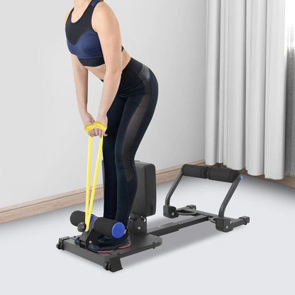 Home Rowing Machine, Foldable with Elastic Band, Hydraulic Leg Press, Rowing Machine for Cardio and Strength Training, Home Fitness Equipment, Space Saving, Up to 120 kg - QUORE