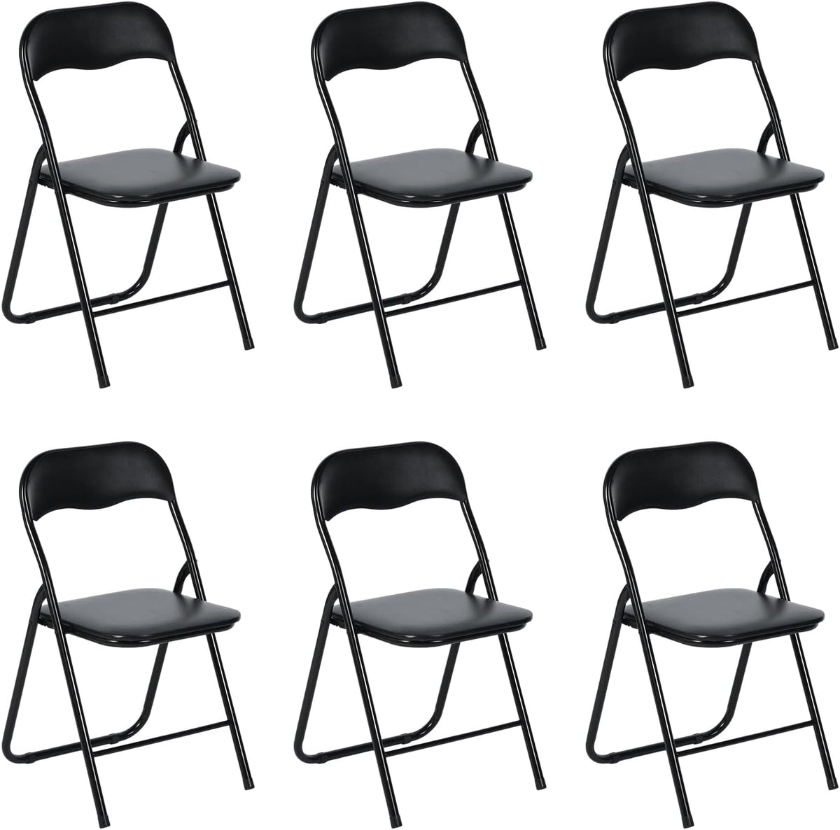 EGGREE Set van 6 klapstoelen met metalen frame en gevoerde zitting van pvc, gewicht 110 kg, campingstoel, balkonstoel, kantoor