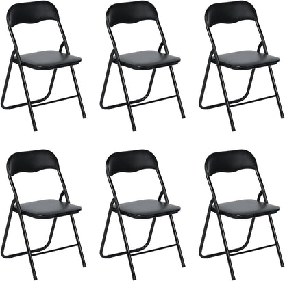 EGGREE Set van 6 klapstoelen met metalen frame en gevoerde zitting van pvc, gewicht 110 kg, campingstoel, balkonstoel, kantoor