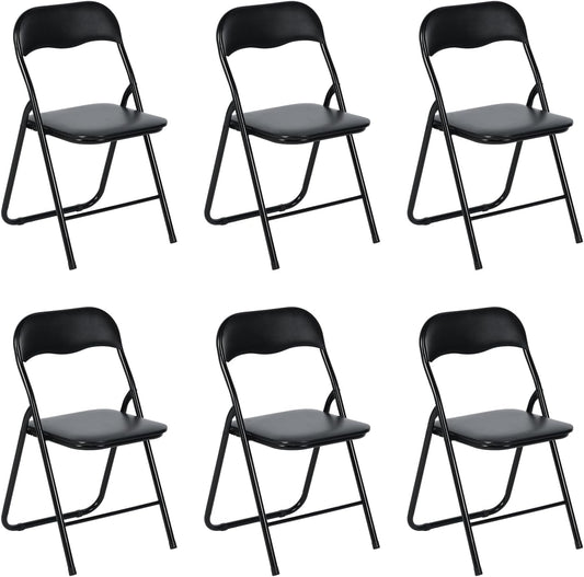 EGGREE Set van 6 klapstoelen met metalen frame en gevoerde zitting van pvc, gewicht 110 kg, campingstoel, balkonstoel, kantoor