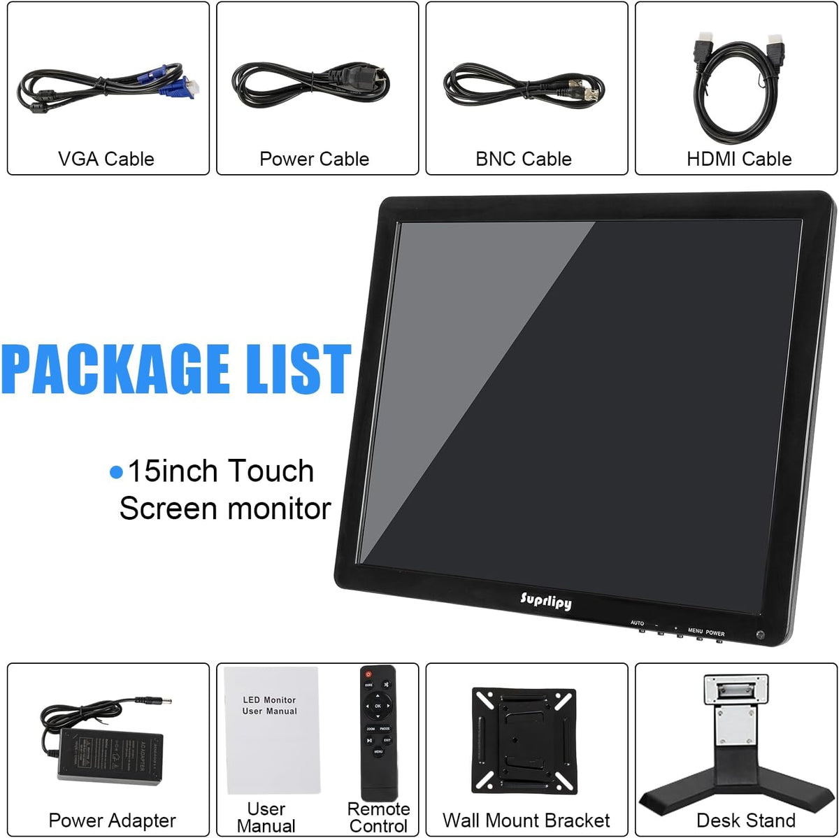 15 inch touchscreenmonitor – Touchscreen Monitor – Touchscreen Scherm – LCD-Monitor – TFT-Monitor – 1024 x 768 Resolutie – 10-Punts Capacitief Multitouch