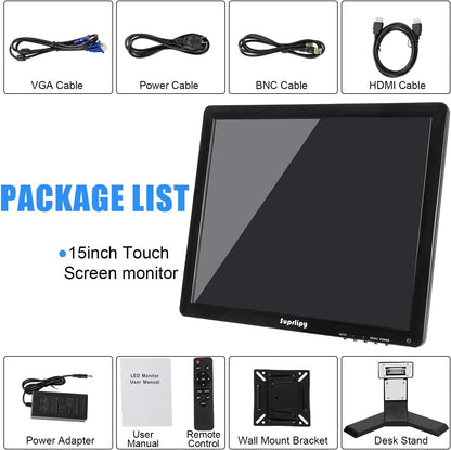 15 inch touchscreenmonitor – Touchscreen Monitor – Touchscreen Scherm – LCD-Monitor – TFT-Monitor – 1024 x 768 Resolutie – 10-Punts Capacitief Multitouch