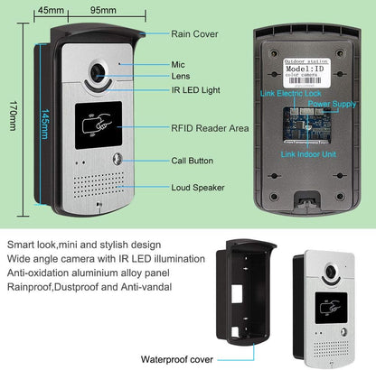 2 Monitor Home Intercom Video Deurtelefoon RFID Camera Toegangscontrole Systeem 7 '' TFT Kleurenschermen Ondersteuning EM Unlocking + 10st ID Blauwe Keyfob