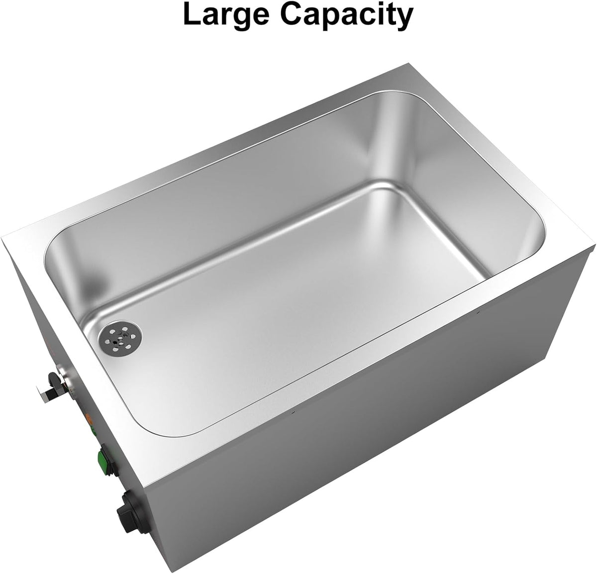 Valgus Bain Marie Roestvrijstalen voedselverwarmer, 2 secties, 20 liter, buffet, professionele roestvrijstalen stoomtafel met deksel en kraan, voor thuis en restaurants