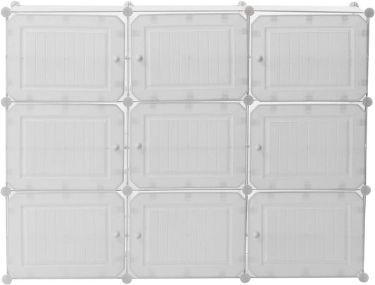 Schoenenkast - Schoenenrek - Draagbaar schoenenrek - 36 paar schoenen - DIY plankorganizer - Plastic schoenenkast - met deuren - Entree - Wit
