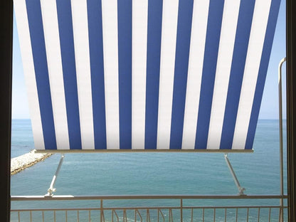 VerDELOOK Zonweringrolgordijn Milos met lussen 80 cm voor verankering, breedte 1 m en hoogte 2,5 m, wit en blauw