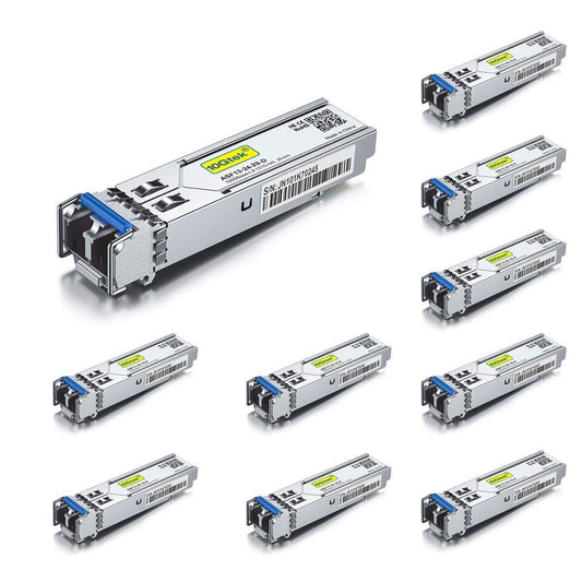 [10 Pack] 1G SFP LX LC Singlemode Module 10km, 1000Base-LX Mini-Gbic Transceiver Compatible for Cisco GLC-LH-SMD, Meraki, Ubiquiti UniFi UF-SM-1G, Mikrotik, Netgear, D-Link, TP-Link, Zyxel and more