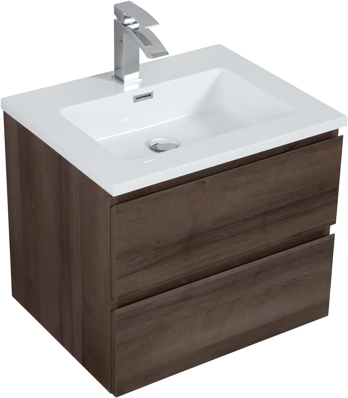 Bathing resort Bathroom Furniture Set Angela 60 cm - Brown Oak - Bathroom Furniture with Washbasin - QUORE