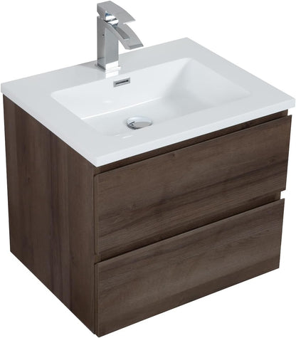 Bathing resort Bathroom Furniture Set Angela 60 cm - Brown Oak - Bathroom Furniture with Washbasin - QUORE