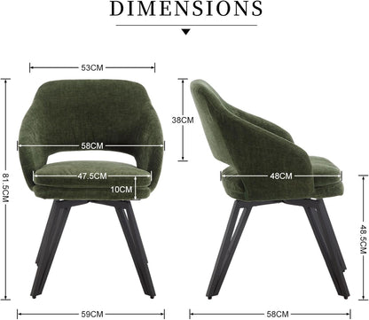 chairus Swivel Dining Chairs Set of 2 Chenille Fabric Kitchen Chairs Upholstered Dining Chair Dining Chair (Green) - QUORE