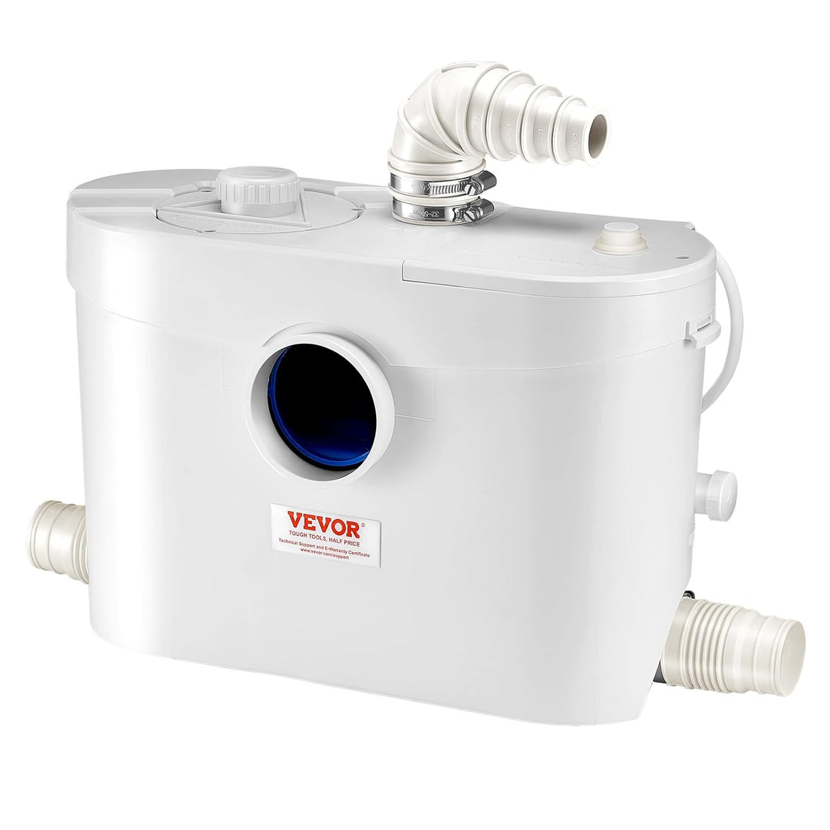 VEVOR 900 W Toilet Reduction Pump Head 12 m with 4 Water Inputs, Wastewater Drainage Machine for Toilet, Basement, Shower, Washbasin, Laundry