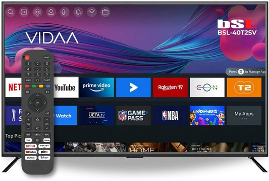 BSL-40T2SV VIDAA Smart TV 40 inch WiFi RJ45 Full HD resolutie 1920 x 1080p USB DVBT2/S2 en Ci compatibel met YouTube, Netflix, Disney +, Dazn, Prime, HDMI