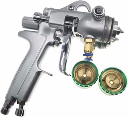 Dubbele Hoofd Druk Feed Verfspuit – Verfspuitpistool – Pneumatisch Spuitpistool – Spuitapparaat – Schilderpistool – Roestvrijstalen Onderdelen – Dubbele Pot 1000ml – Hoge Precisie 1,3mm Mundstuk – Luchtverbruik 8-12 cfm