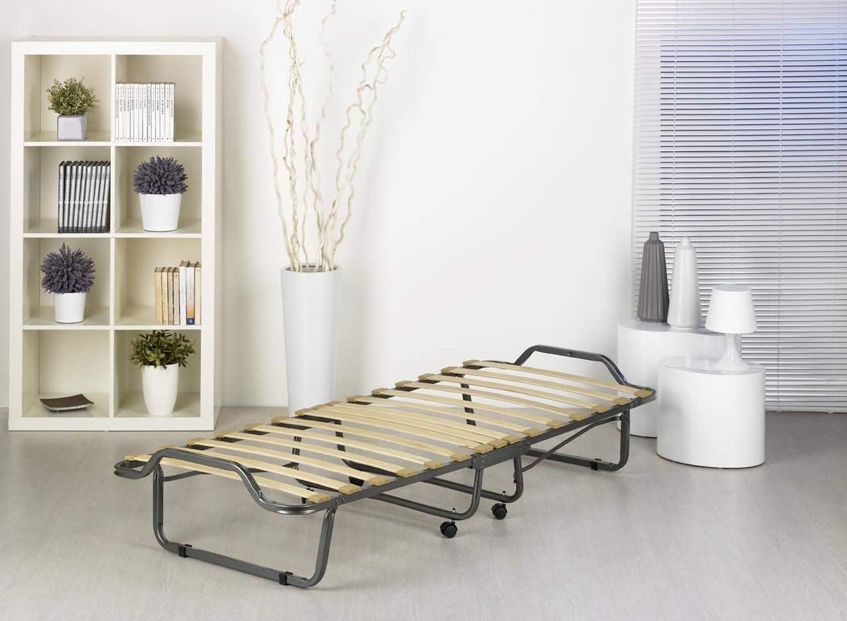 Veraflex 270/90x200 COV Colonia logeerbed, 90 x 200 cm, metalen frame antraciet, matras lichtgrijs incl. beschermhoes