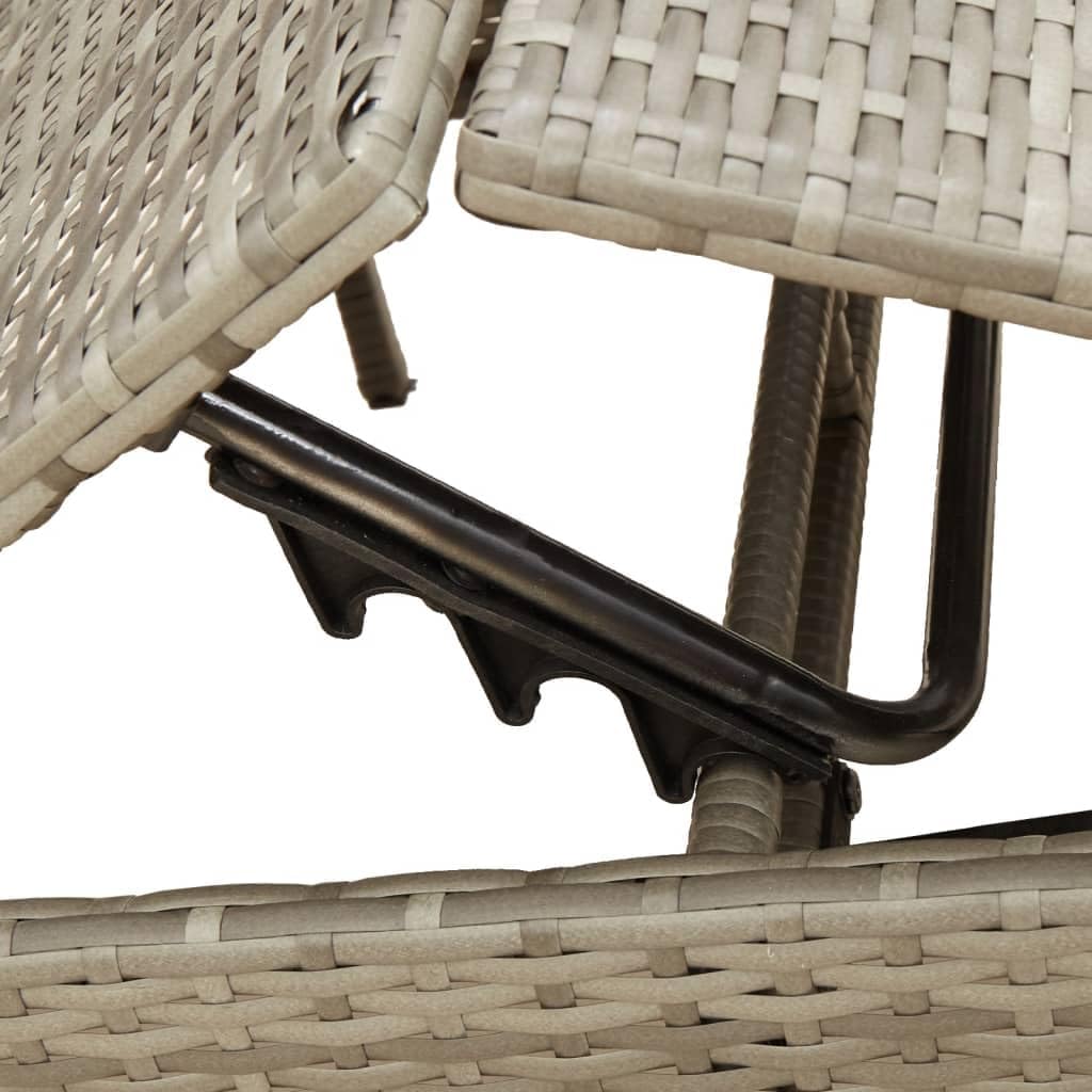 vidaXL Sunbeds 2 pcs with table poly rattan grey (US only), garden chair, patio furniture, sunbed, garden furniture, sun lounger, garden bed, sunbed garden - QUORE