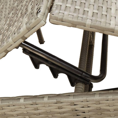 vidaXL Sunbeds 2 pcs with table poly rattan grey (US only), garden chair, patio furniture, sunbed, garden furniture, sun lounger, garden bed, sunbed garden - QUORE