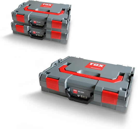 TOX assortimentskoffer L-BOXX in set, stapelbaar en klikbaar met L-BOXX-systeem, 8-vakken inzetstuk voor kleine onderdelen, overzichtelijke opslag voor pluggen en schroeven, set met 3 stuks, 094909151