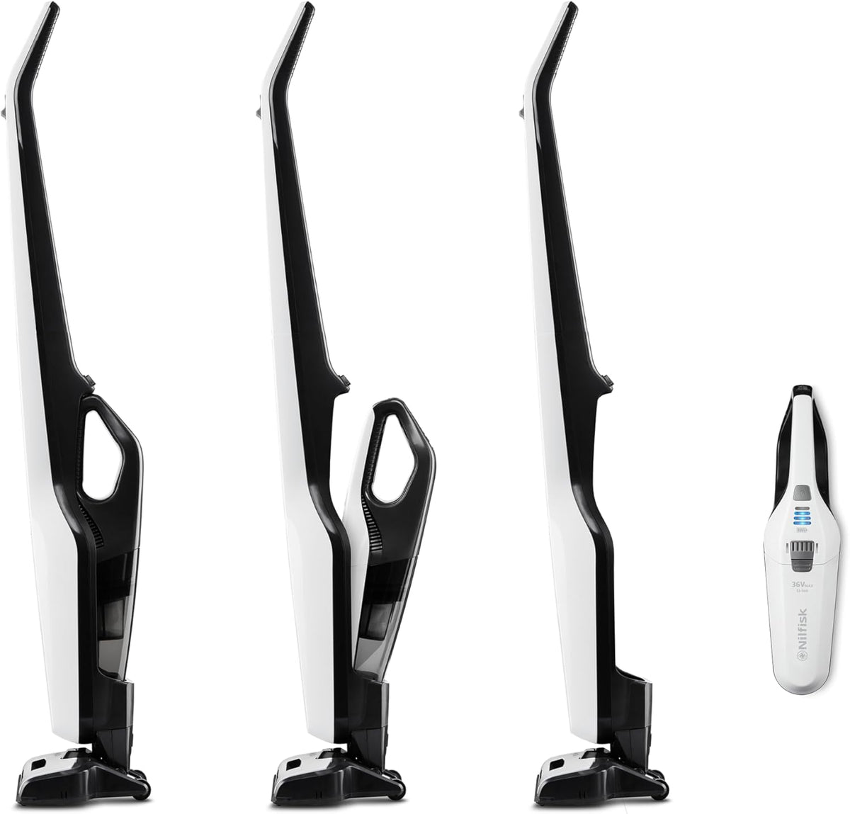 Nilfisk Easy 2-in-1 Steelstofzuiger – Snoerloos en Zakloos – Steelstofzuiger en Handstofzuiger, 36V – Wit