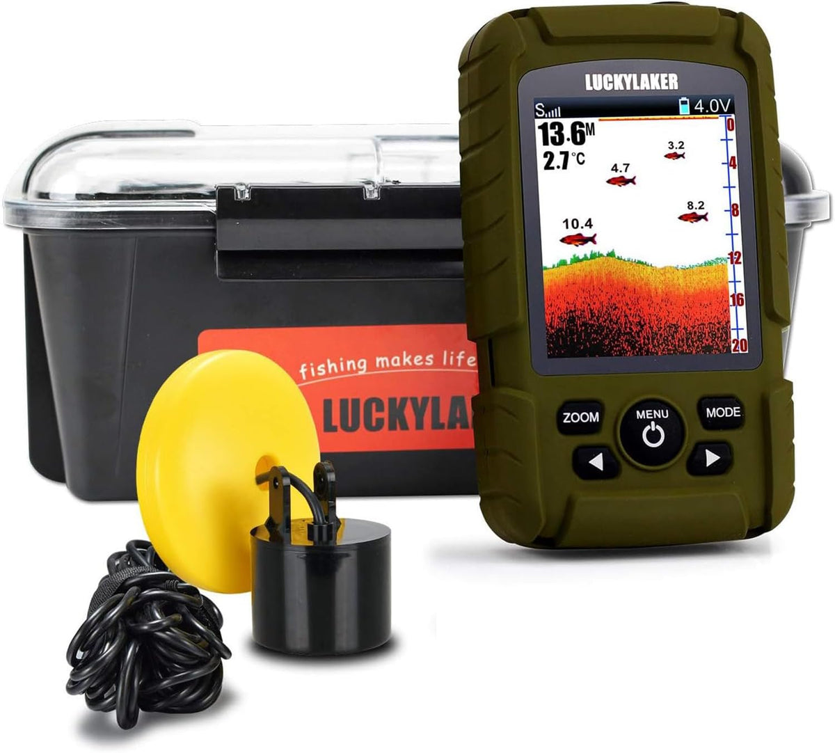 LUCKY Waterdiepte Fischfinder Waterdicht Draagbare Vissen Fishfinder Display Handheld Ijsvissen Dieptezoekervoor Boot Kajak Zeevissen
