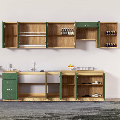 Shally Dogan Onderkast in de keuken met 2 deuren om in te bouwen, onderkast met 80 cm voor gootsteen (groen, 80 x 50 x 85 cm)