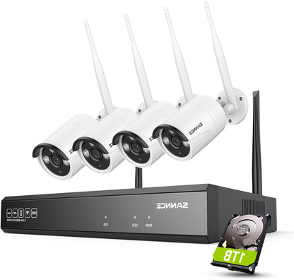5MP Draadloze Bewakingsset – Camera Set – Beveiligingssysteem – CCTV Cameras – IP Beveiliging – AI Human Detection – Waterdichte IP66 Behuizing – 1TB Opslag & Alexa Integratie