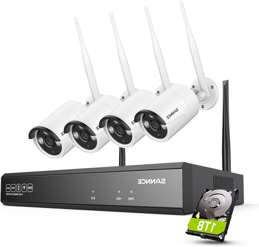 5MP Draadloze Bewakingsset – Camera Set – Beveiligingssysteem – CCTV Cameras – IP Beveiliging – AI Human Detection – Waterdichte IP66 Behuizing – 1TB Opslag & Alexa Integratie