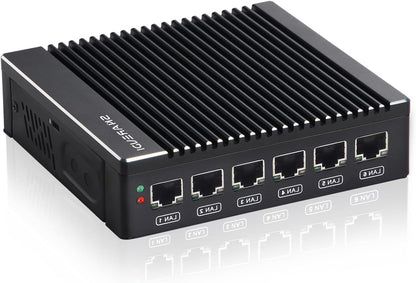 Firewall Mini PC – Micro Firewall Appliance – Netwerkbeveiliging Router – Fanless Mini PC – Embedded Security Device – Intel N3700 4 Cores – 6x Intel 2.5GbE Poorten, Stille Koeling