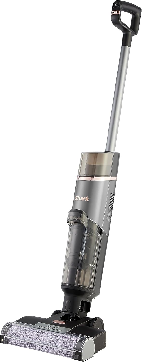 Shark HydroVac Draadloze Vloerreiniger met Antimicrobiële Borstelrol & Geur-Neutraliserende Multi-Oppervlakte Oplossing, Zelfreinigend, Zuigt & Dweilt Natte & Droge Vlekken, Grijs WD210EU