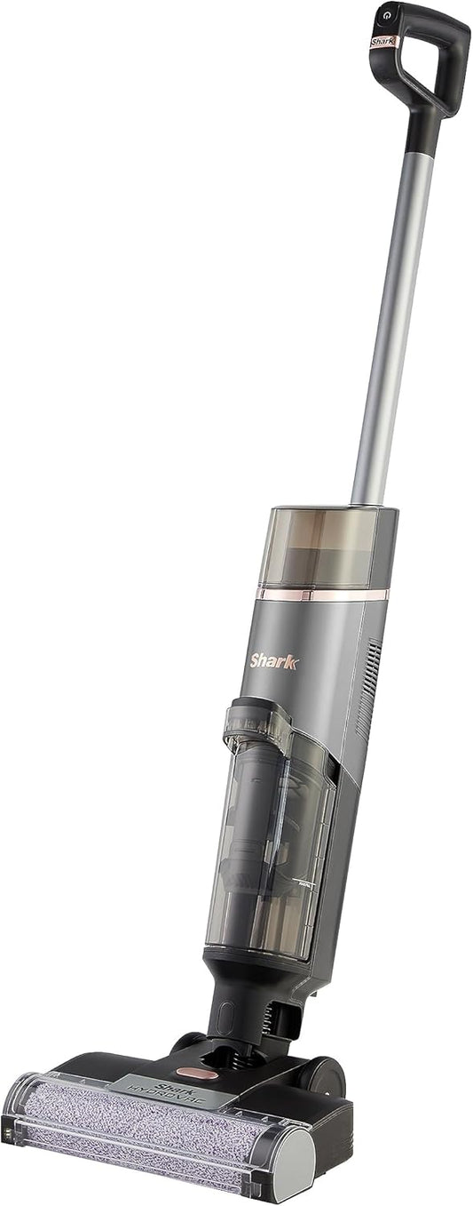Shark HydroVac Draadloze Vloerreiniger met Antimicrobiële Borstelrol & Geur-Neutraliserende Multi-Oppervlakte Oplossing, Zelfreinigend, Zuigt & Dweilt Natte & Droge Vlekken, Grijs WD210EU