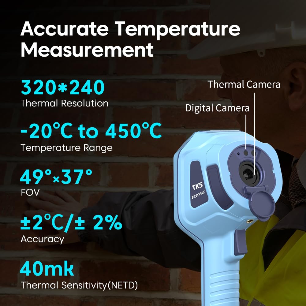 TK5 warmtebeeldcamera-320x240 IR-resolutie, 5 MP visuele camera, 3,5 inch touchscreen, handheld warmtebeeldcamera voor elektrische inspecties, diagnostiek van gebouwen en thuis,-45 ° F tot 1000