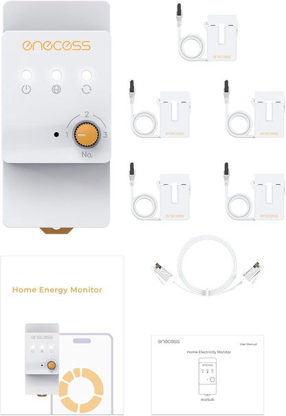 HEMS ecoSub, realtime energiemeter met 10 kanalen (uitbreidbaar tot 30), modulair ontwerp voor DIN-rail.