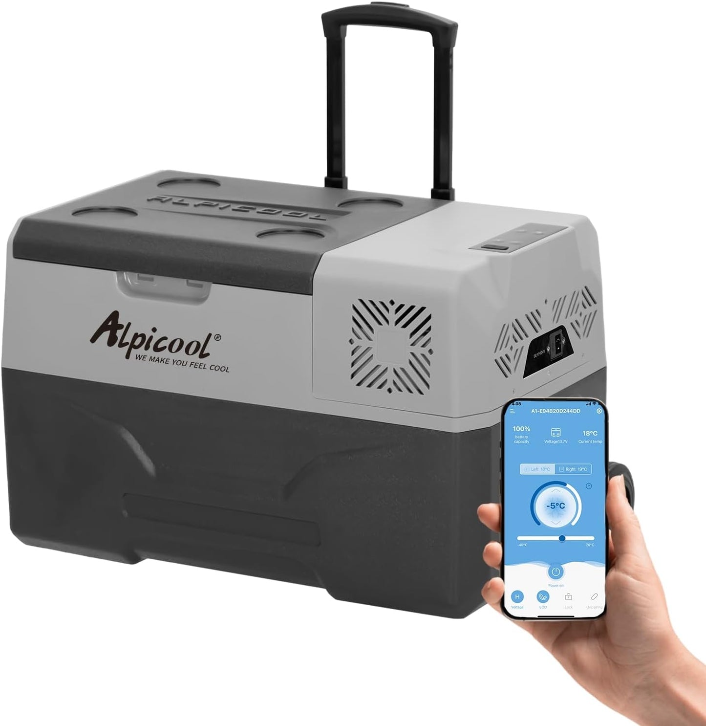 Alpicool CX30 elektrische compressor Koelbox/vriesbox, 30L Mini koelkast 12/24 V en 230 V, Autokoelkast voor auto, vrachtwagen, camping met stopcontact en USB-poort