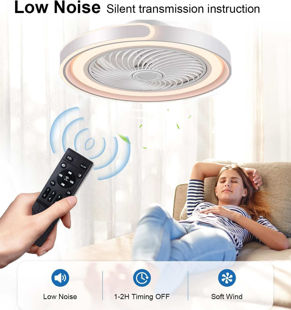 TYJY Modernity Ronde plafondventilator, stil, met licht, 50 cm, plafondlamp, ventilator, 70 W, led, dimbaar, met afstandsbediening, app, timer, 6 snelheden, voor woonkamer, slaapkamer, eetkamer (wit)