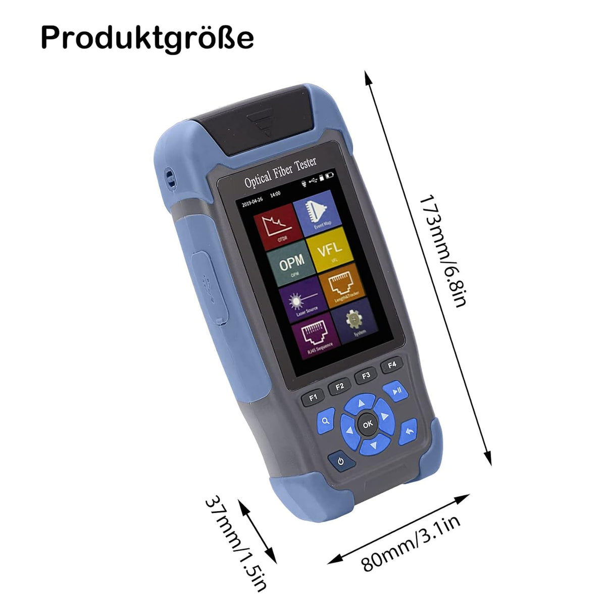 OTDR-Meetapparaat Vezel Optisch Kabel 9-in-1 Multifunctioneel 1310/1550nm 24/22dB 60KM Tijddomein Reflectometer VFL OPM OLS