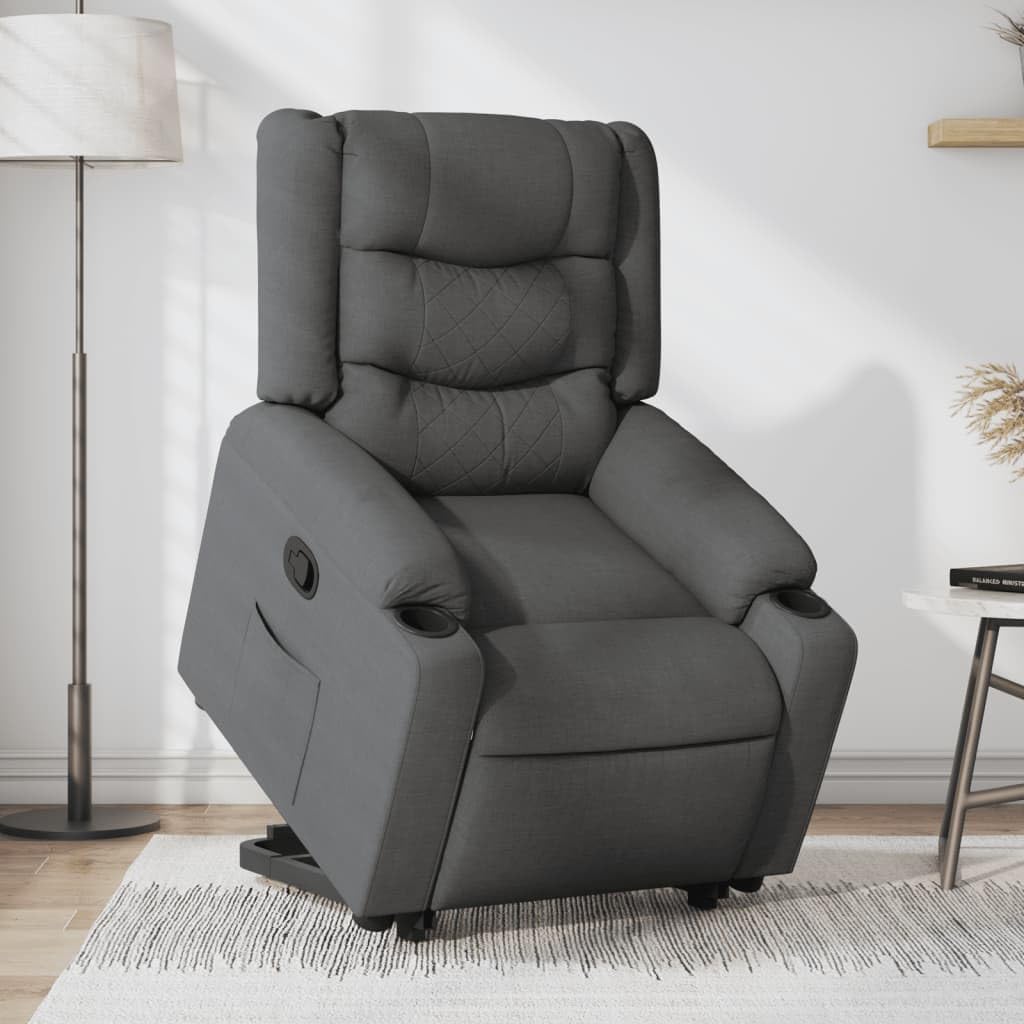 Relaxstoel – Sta-Op Stoel – Verstelbare Fauteuil – Elektrische Opsta-Stoel – Opsta-Hulp Stoel – Donkergrijs – Elektrische Opsta-functie – Comfortabele Dikke Vulling