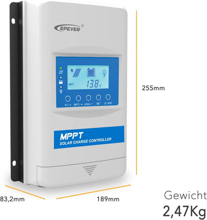 EPEVER® MPPT XTRA-N G3 – XTRA 4415N Zonnelaadregelaar, 40A, 12/24/36/48VDC auto work, PV 150V, XDS2 Display (XTRA 4415N G3 - 40A, max. PV 150V)