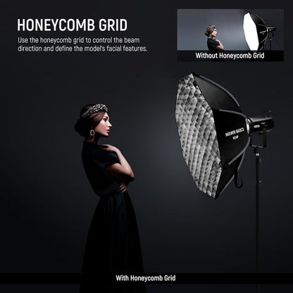 NEEWER BASICS Achthoekige Softbox Kit voor Studio Fotografie Video-opname Streaming, 35"/90cm Quick Release Bowens Mount Softbox/Grid/Lichtdiffusers/Bag, voor Continue Verlichting Strobe Flash, NS34P