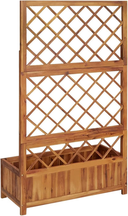 Trellis Planter, Outdoor Planter, Flower Pots for Flowers and Plants, Gardening, Urban Garden, Patio, Grow Table, Garden Home, Solid Acacia Wood, 85 x 38 x 150 cm - QUORE