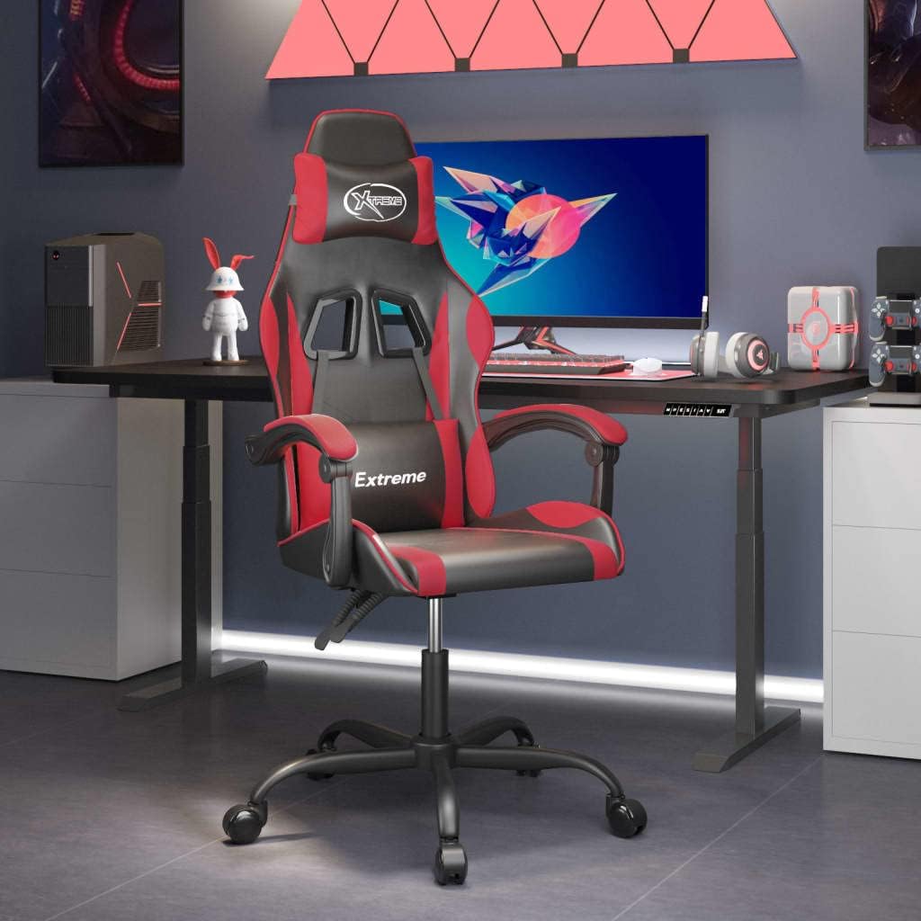 Gamingstoel – Gamestoel – Bureaustoel – Gamerstoelen – Kunstleren Zwarte Rode Stoel – Verstelbare Rugleuning – 360 Graden Draaibaar