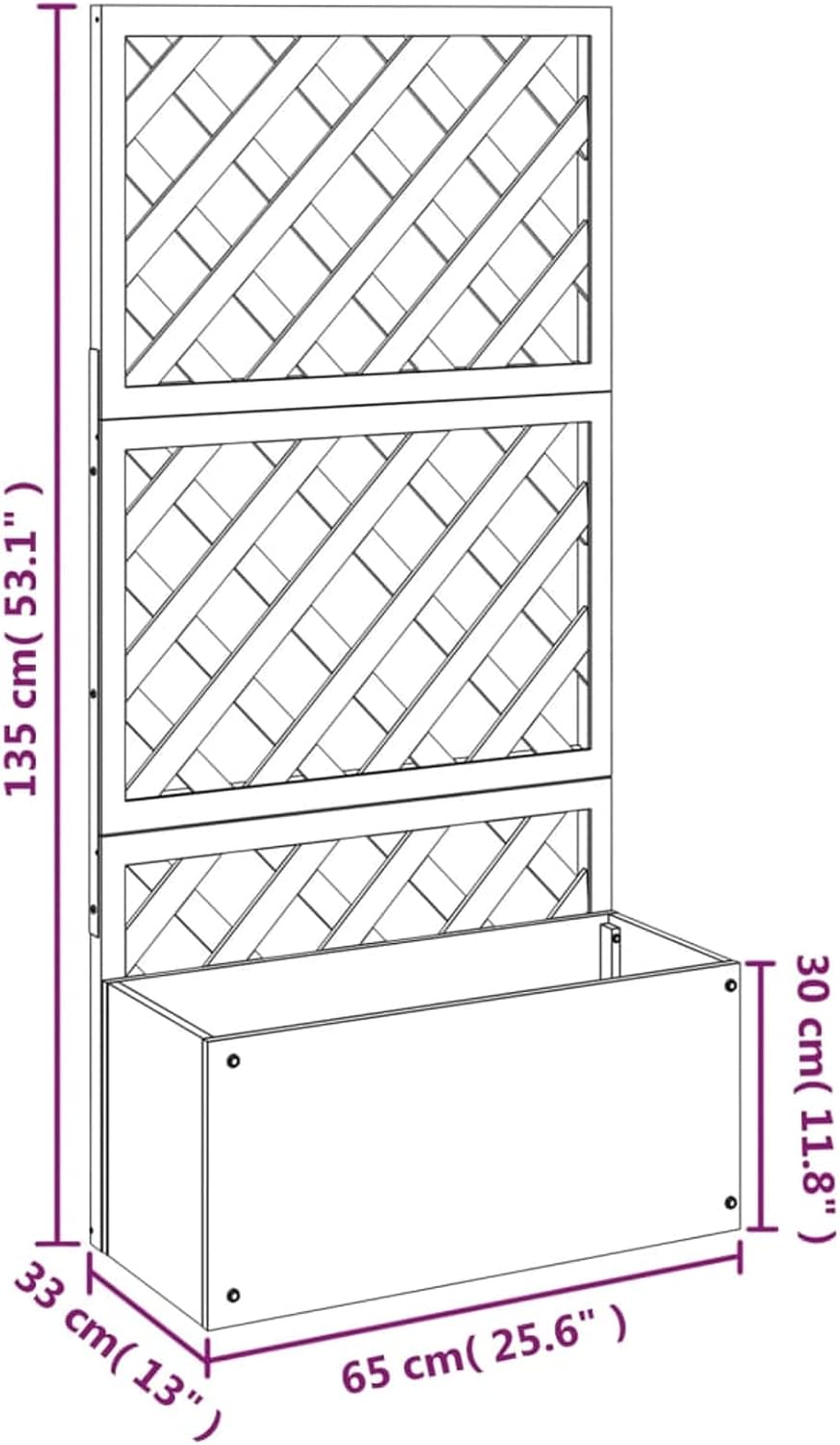 Tidyard WPC 2-Piece Grey Garden Planter with Separate Shoulder Surface Grilled Planter for Outdoor Loft Bed Planter with Grid Flower Box Outdoor 65 x 30 x 135 cm - QUORE