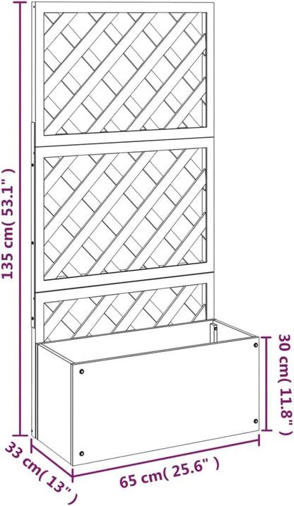 Tidyard WPC 2-Piece Grey Garden Planter with Separate Shoulder Surface Grilled Planter for Outdoor Loft Bed Planter with Grid Flower Box Outdoor 65 x 30 x 135 cm - QUORE