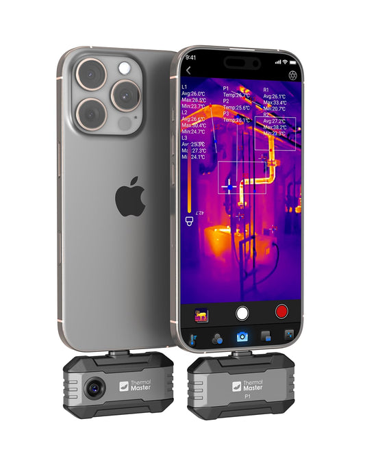 Warmtebeeldcamera voor iPhone 15/16 en Android Thermal Master P1 Infraroodcamera, Super IR-Resolutie 320 x 240, -20 °C -600 °C, huisinspectie, 15x Zoom