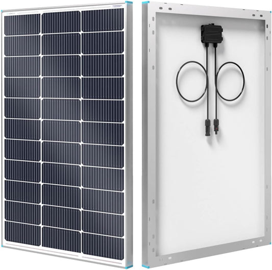 Renogy N-type 16BB 100W zonnepaneel, 12V 100 Watt zonnepaneel 25% hoog rendement, PV-module oplader voor RV Marine Rooftop Farm Accu en andere off-grid toepassingen