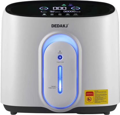 DEDAKJ Zuurstofapparaat voor thuis, draagbare zuurstofconcentrator, 30-90%, hoge zuiverheid, 1-8 l/min debiet, instelbaar (Q1W)
