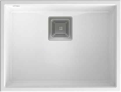Quadron Wastafel granieten spoelbak spoelbak keuken | Grootte 55 x 42 x 22,5 cm Kleur: zwart & goud | DAVID 50 enkele gootsteen | granieten spoelbak | met handmatige sifon