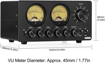 Fafeicy Audio 5 Band Equalizer, 5,0 EQ Voorversterker Gelijkmaker met Vintage VU -meter voor Thuisstereo, Computerluidsprekers, Versterkers