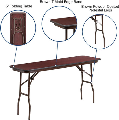 Flash Furniture 5-voet mahonie melamine laminaat vouwtafel 18 'x 60'